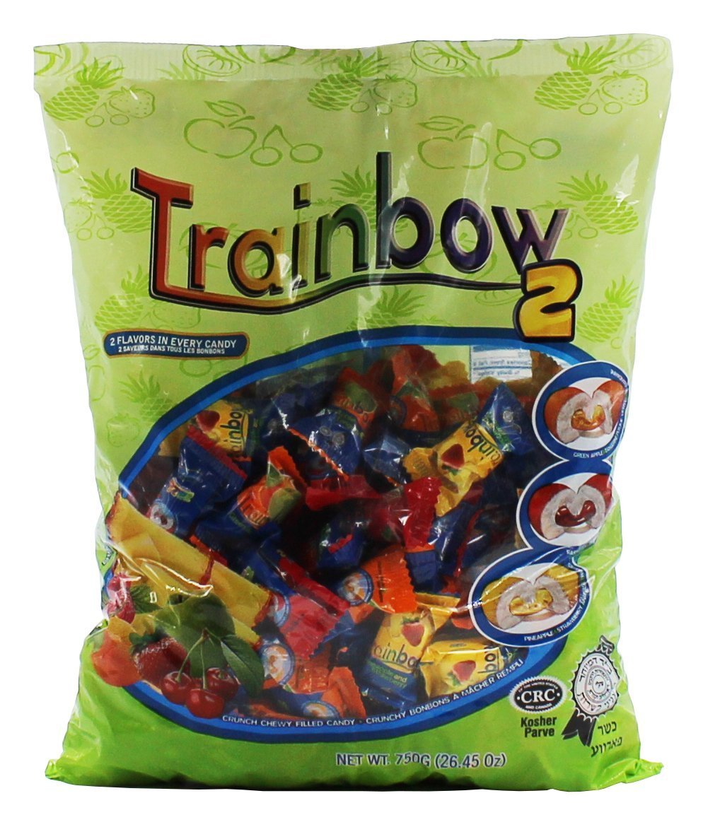 Zaza Trainbow2 Chewy Candy 2 Flavors in 1 Candy, Kosher (Large Pack) Grocery