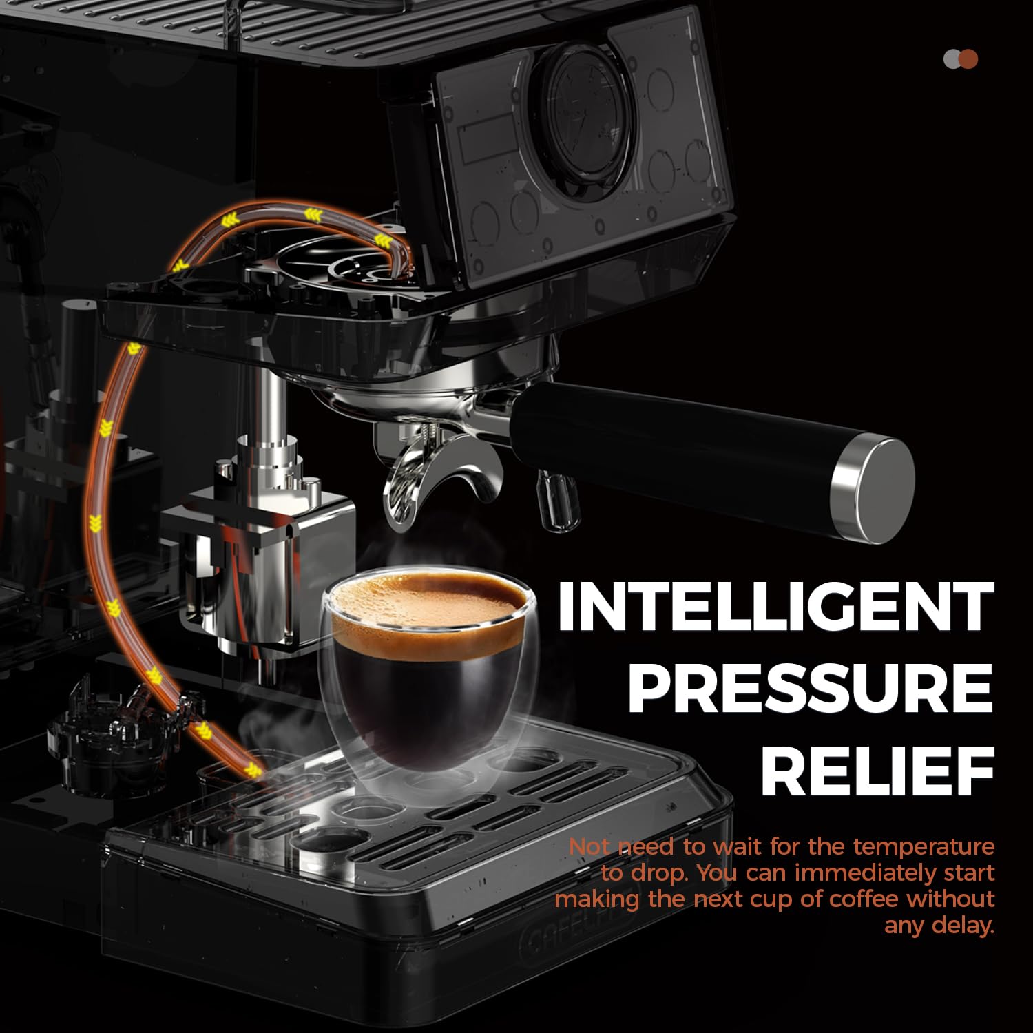 CAFELFFE MK-902 Machine à expresso 20 bars, machine à café entièrement en acier inoxydable, mousseur à lait puissant pour latte/cappuccino, café chaud/froid, réservoir de 1,5 l et 1350 W