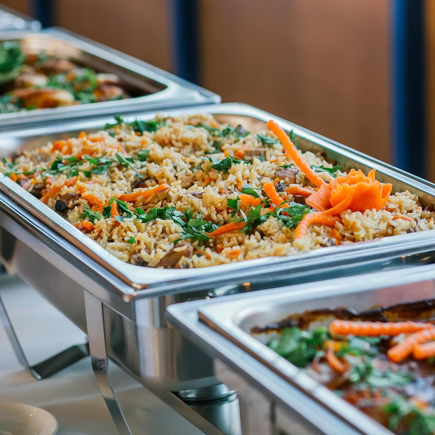 Placcato oro alcool a griglia singola per sala da pranzo,Pasti Chafing Dish | Contenitore caldo in acciaio inox | Caldaia | Caldaia per ristorazione, buffet e feste