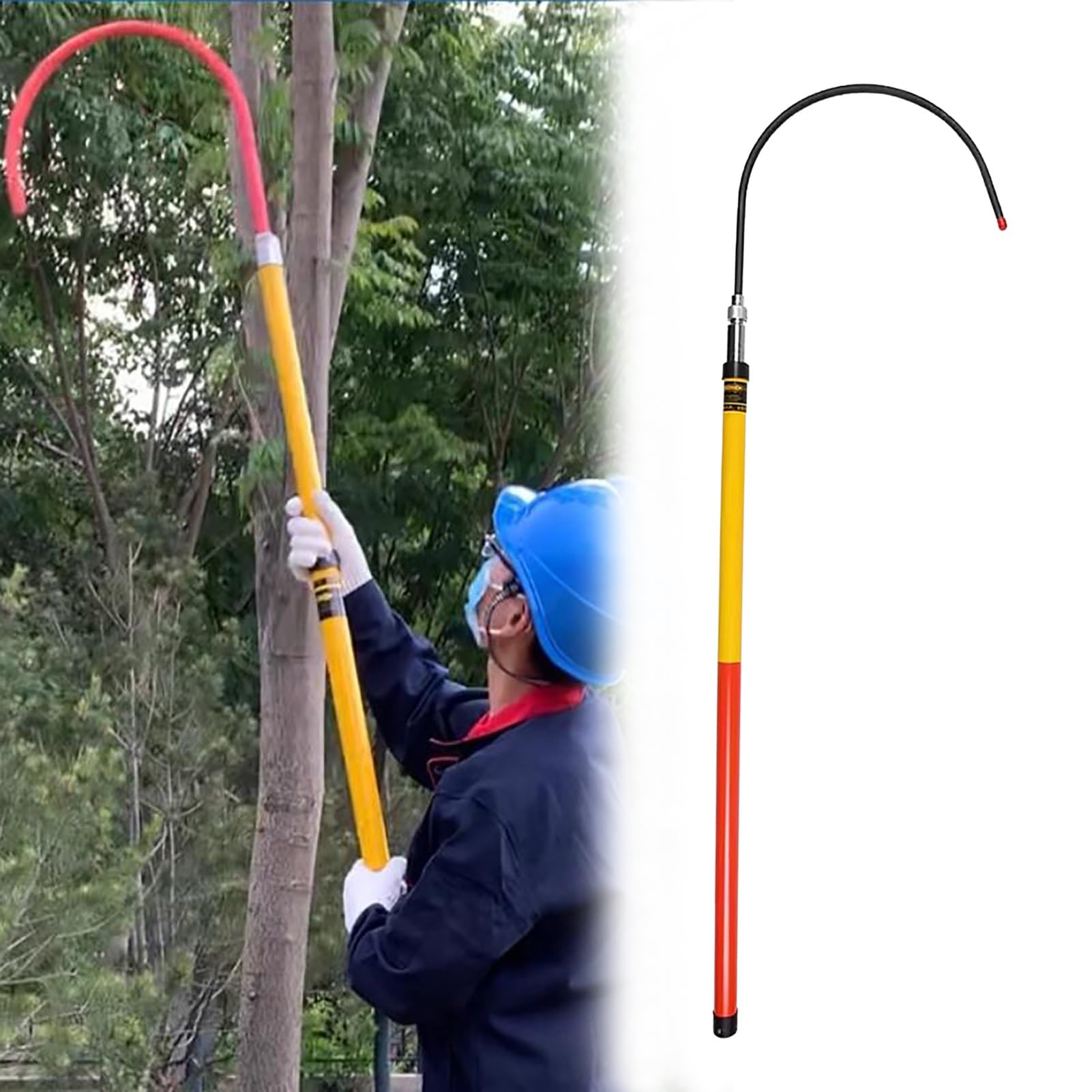 Pértiga portátil aislada y gancho de rescate telescópico para seguridad en trabajos en altura