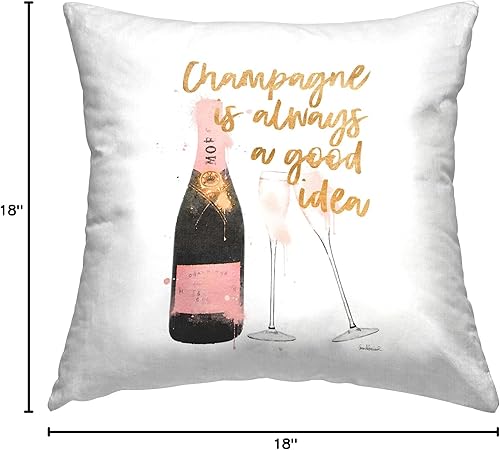 Miniatura 8 de Stupell Industries Amanda Greenwood - Almohada con diseño de botella de champán Always Good Idea, color rosa, 18 x 18 pulgadas