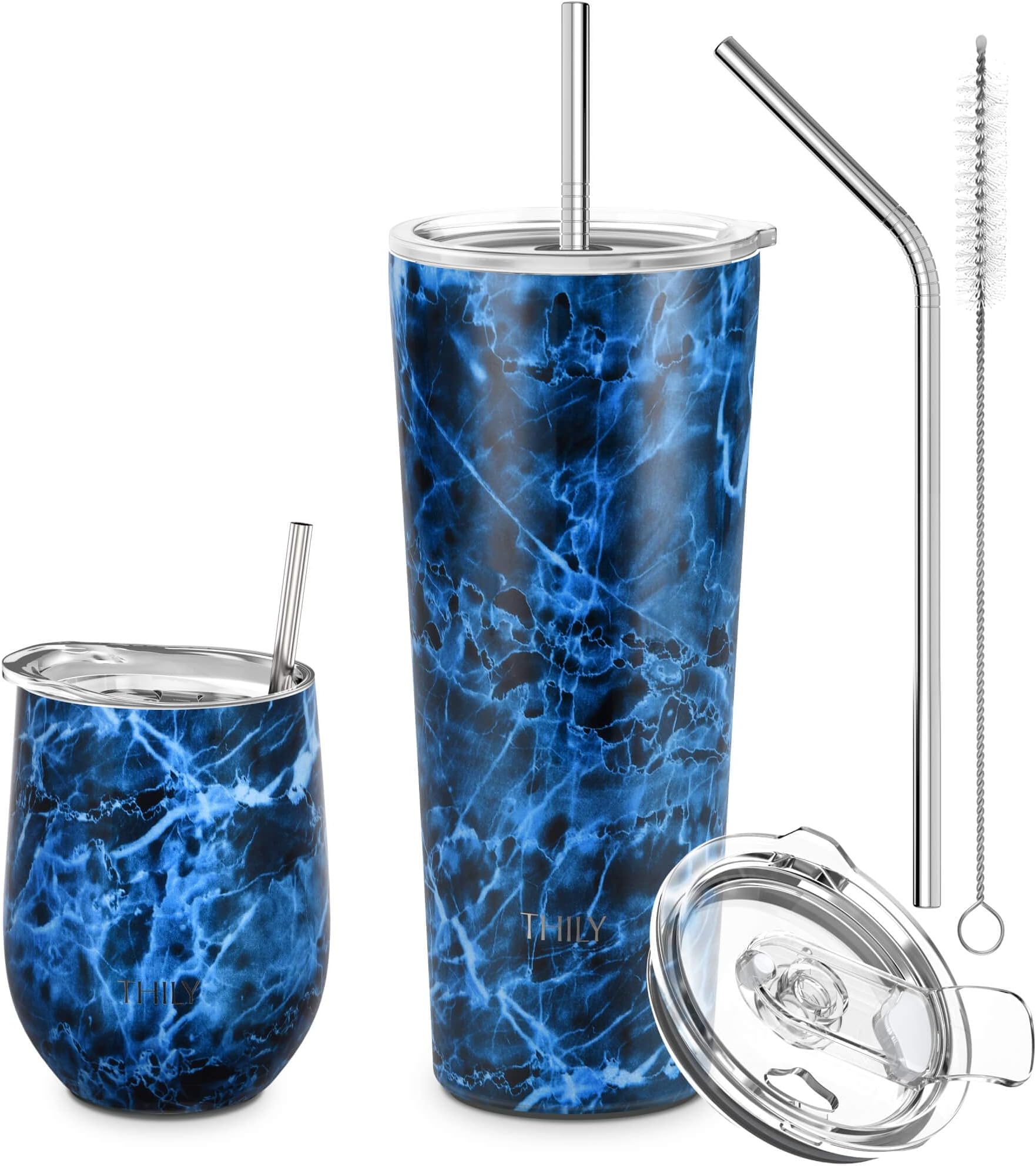 THILY 12 oz Wine Tumbler and 26 oz Travel Tumbler, Abysmal Sea