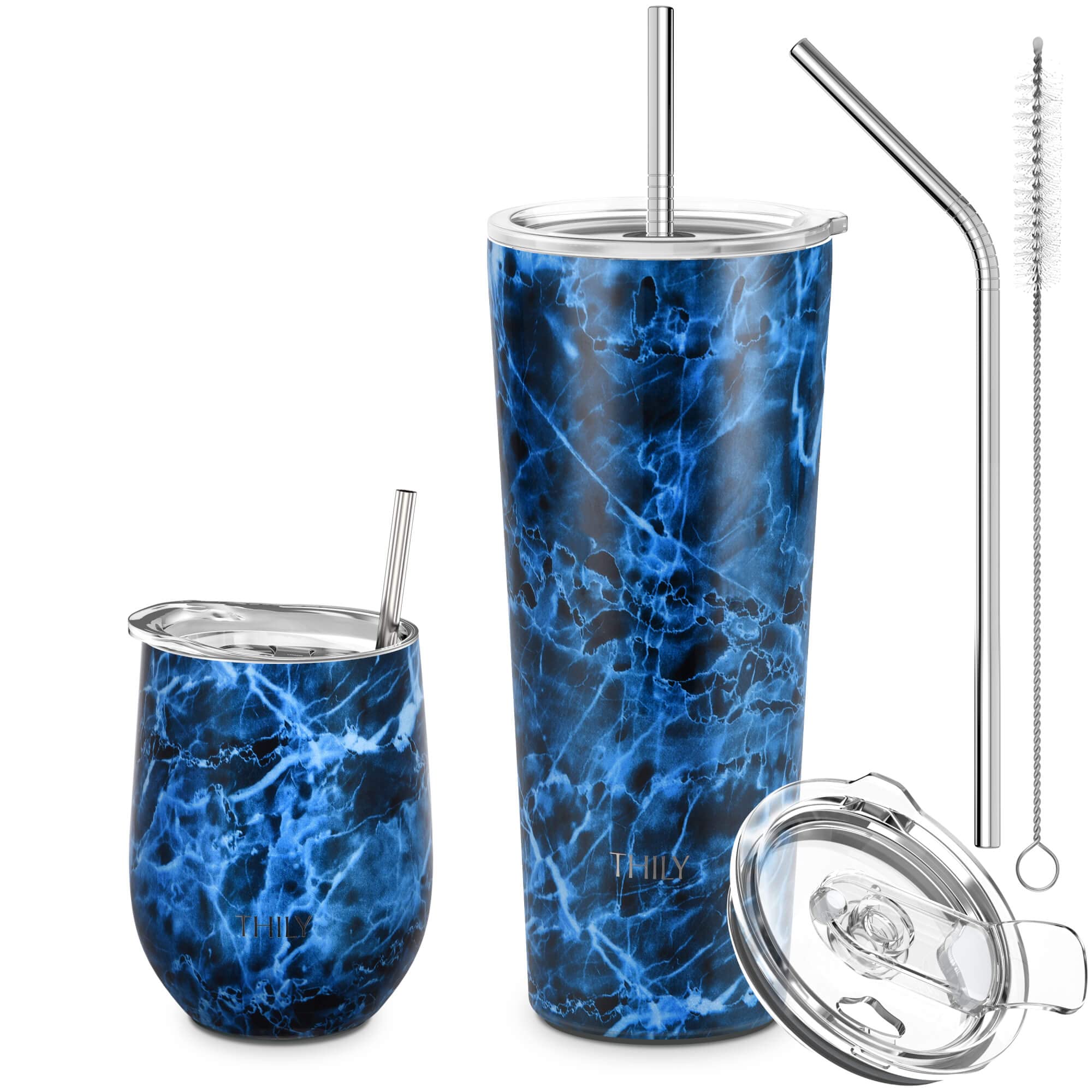 THILY 12 oz Wine Tumbler and 26 oz Travel Tumbler, Abysmal Sea