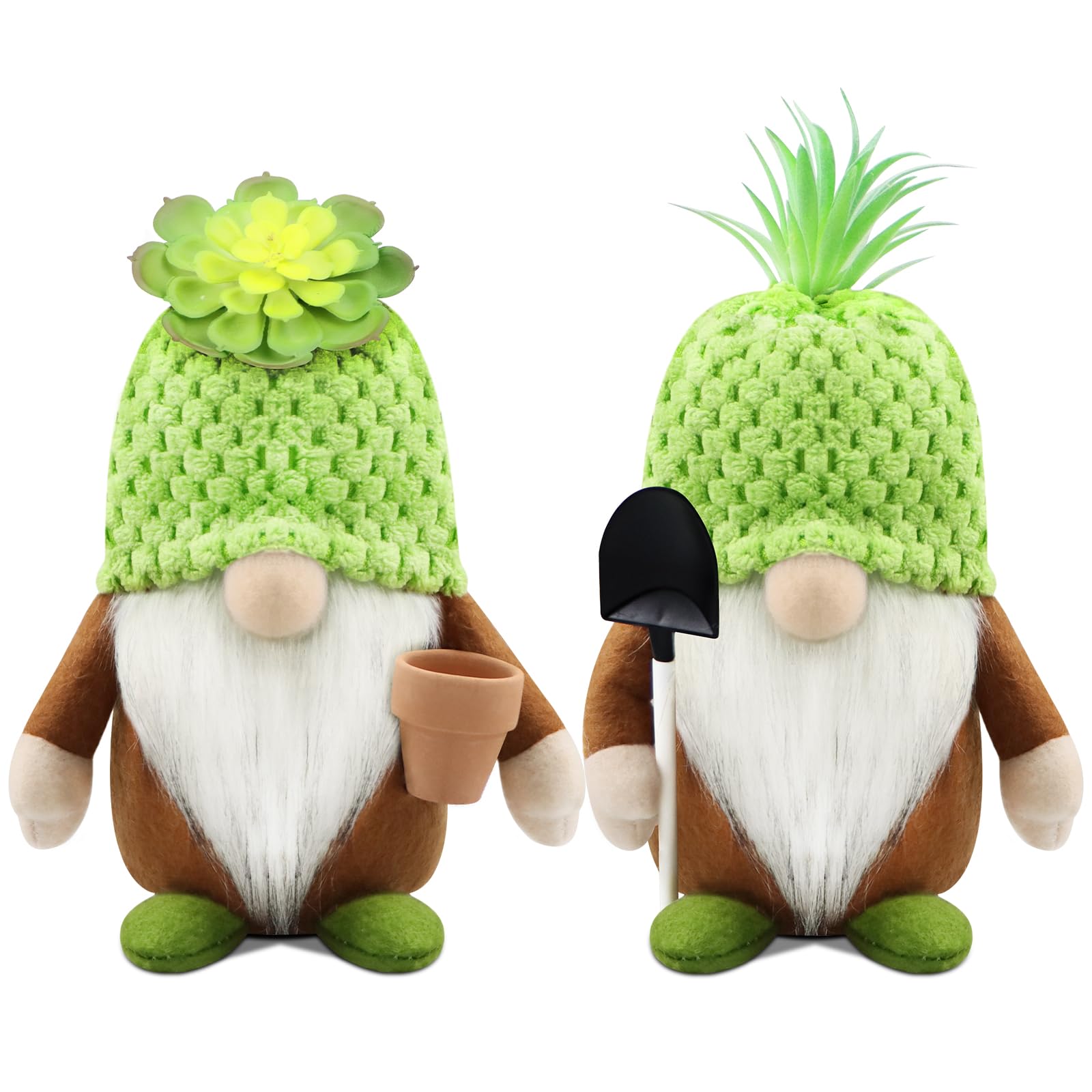 Gehydy Set of 2 Spring Gnomes Decoration Gifts Easter Pineapple Succulent Gnome Plush Stuffed Handmade Spring Summer Decor for Home Kitchen Tiered Tray - Green