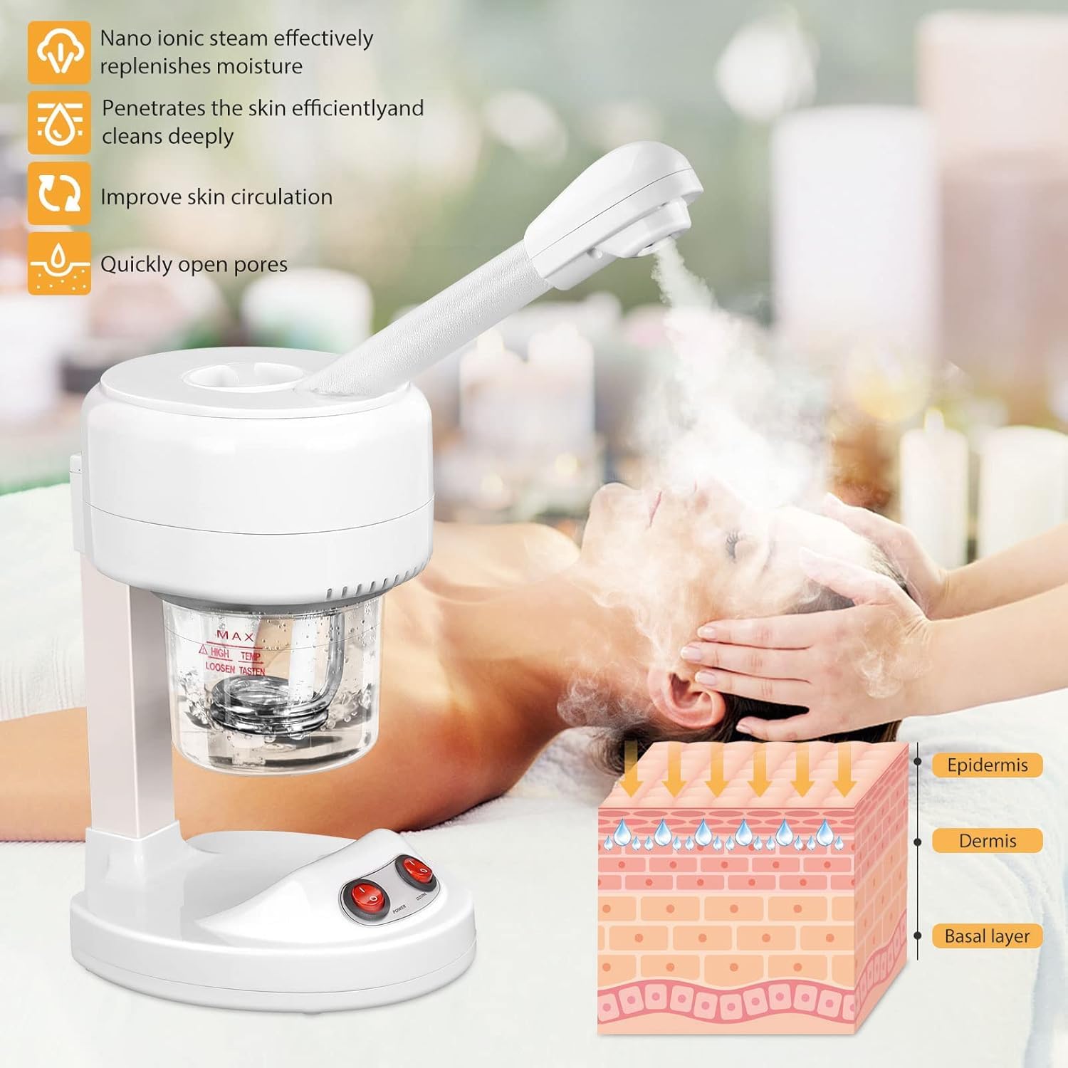 Nawilżający Parownik Do Twarzy, Nawilżający Spray, Nawilżający Parownik Do Twarzy, Obrotowy 360°, Dogłębne Oczyszczanie Twarzy. Osobiste Spa Do Pielęgnacji Skóry Twarzy