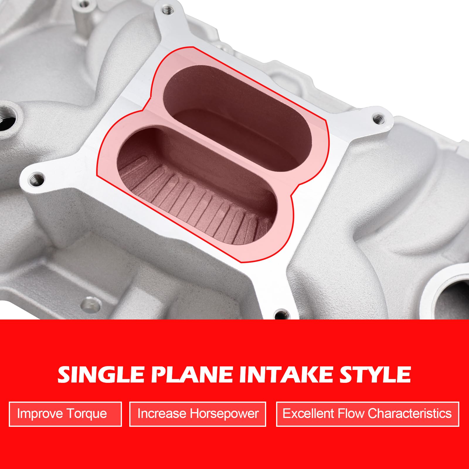 Collettore di aspirazione ad alto aumento a doppio piano in alluminio per motore SMMS per Bu-ick, Cadillac, Chevrolet, Ch-evy, GMC/SBC V8 305 327 350 400, 1957-1986