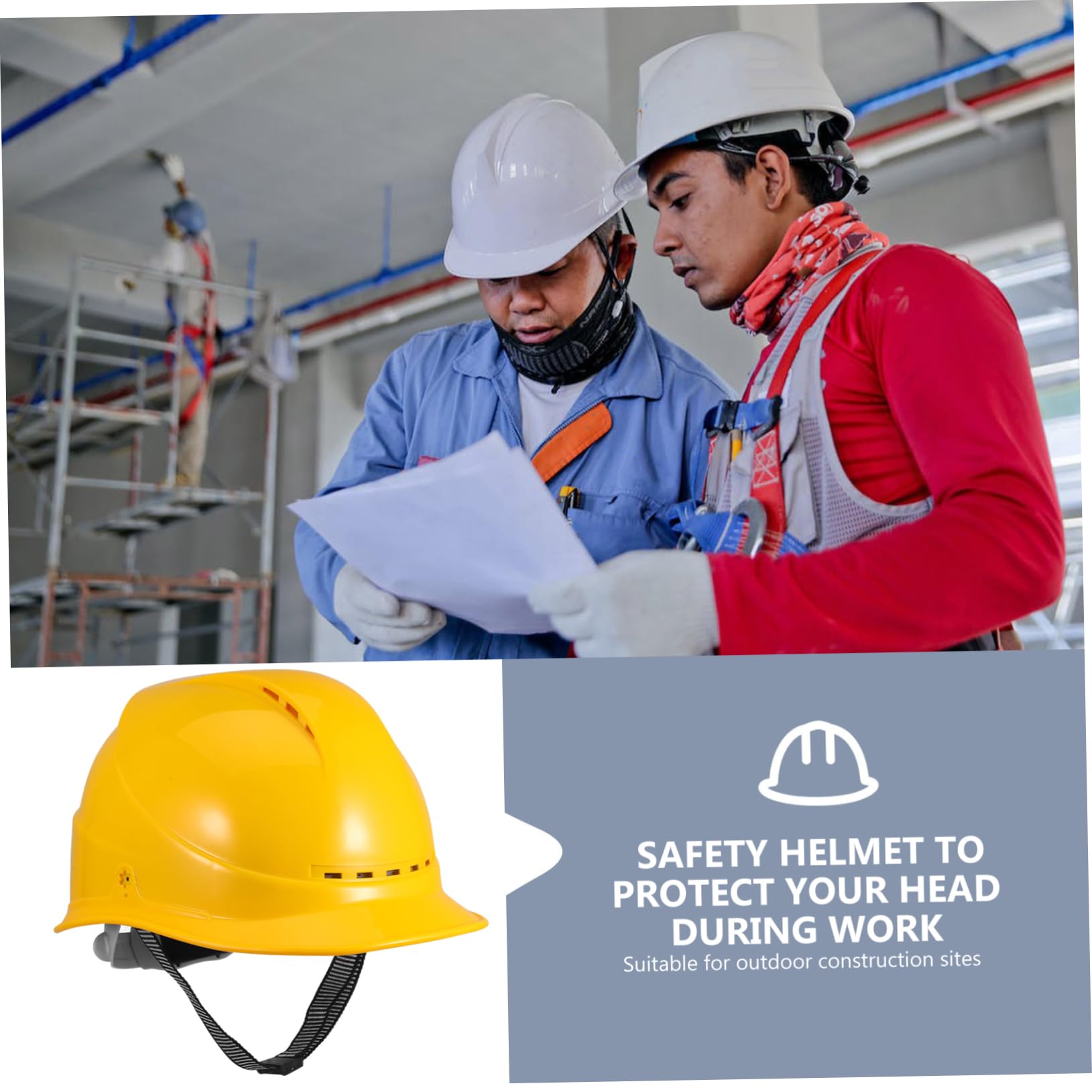 UKCOCO Casco de construcción Sombrero Duro respiradero enfriamiento ventilado Cascos de Seguridad para Hombres Casco de Seguridad Tapa de Seguridad Gorras antigolpes AbS Amarillo