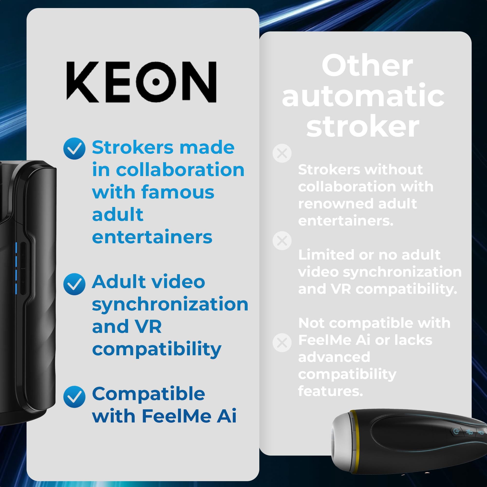 KIIROO KEON Masturbatore Automatico Maschile per Sleeve – Controllo Interattivo tramite FeelMe AI – Fino a 230 Movimenti al Minuto – Compatibile Wi-Fi – Utilizzo a Mani Libere – Senza Sleeve