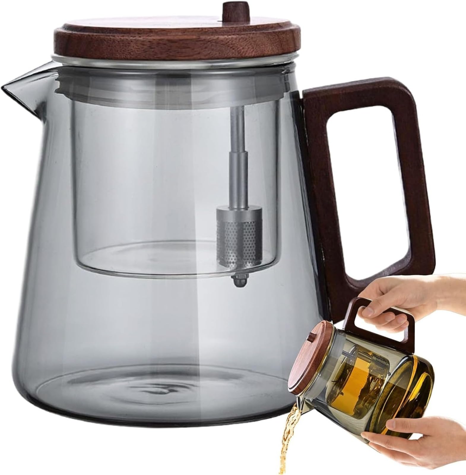 Questa teiera è dotata di filtro integrato, rivestimento interno trasparente per la separazione dell'acqua, resistenza al calore e design ergonomico. Include un manico con un solo pulsante per filtrar