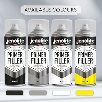 JENOLITE Primer Filler Aerosol Paint | BLACK | Flexible Primer with High Filling Properties | Fills Small Dents & Scratches for Smooth Finish | 400ml (13.5fl oz)
