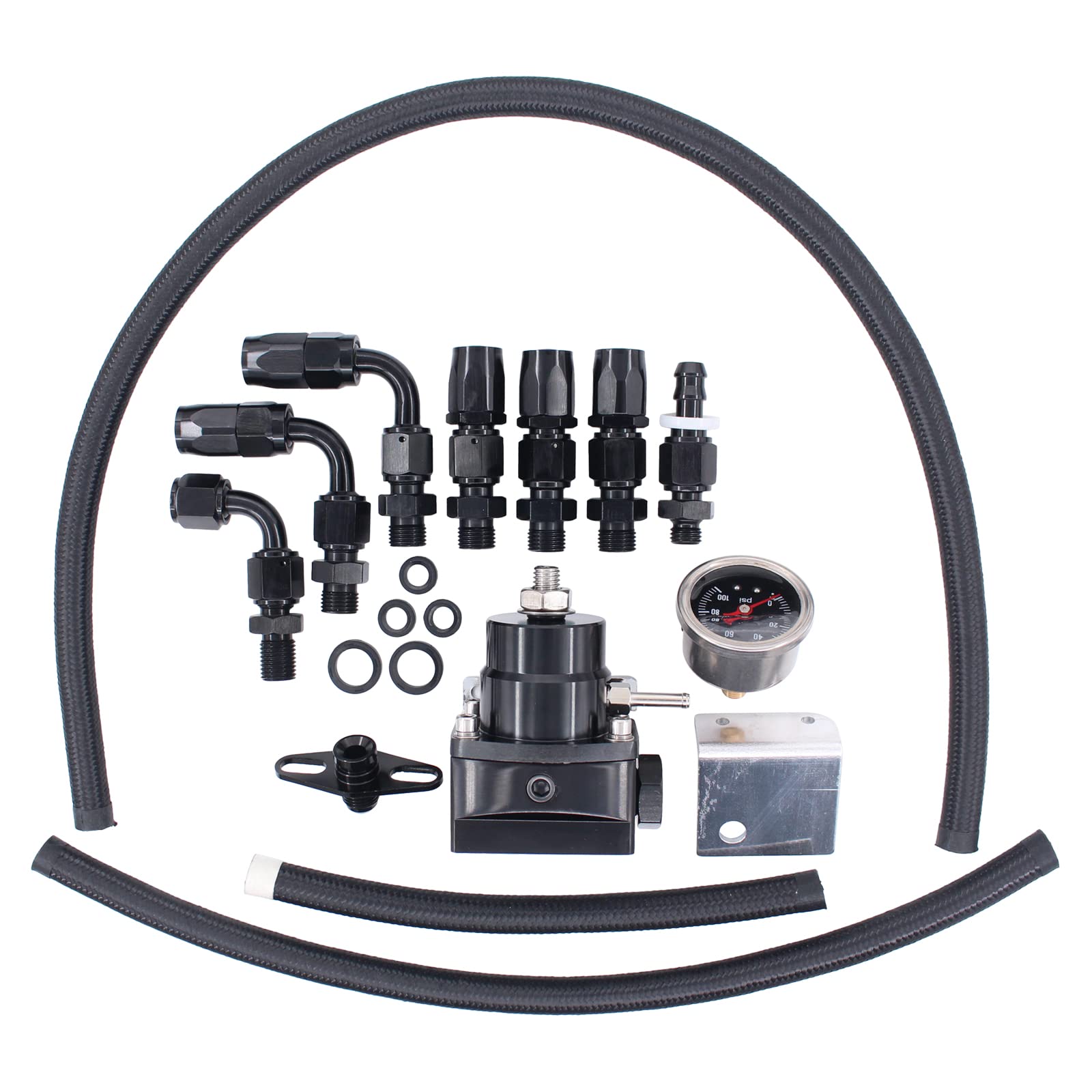 Houyeen Universal Adjustable Fuel Pressure Regulator Kit 0 100psi Gauge ...