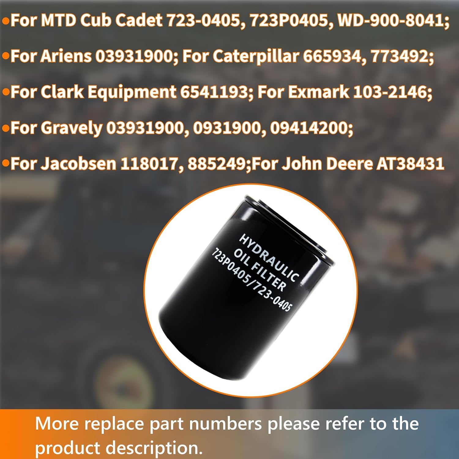 Log Splitter Hydraulic Oil Filter 723P0405 723-0405 Compatible with MTD and Troy-Bilt LS27, LS27CC, LS25, LS33CC, GS21T, 522LS for Bobcat 500, 620, 700, 720, 974 for Gravely PM252H, PM252Z