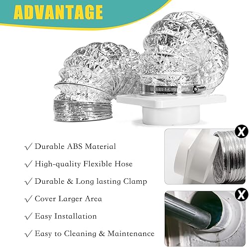 Miniatura 6 de VIWINVELA Kit de conector de manguera de ventilación de secadora - Placa de pared de ventilación de secadora - Conector de conducto de secadora