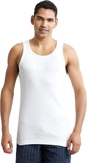 Jockey 8823 Men's Super Combed Cotton Rib Round Neck Sleeveless Vest with Stay Fresh Properties
