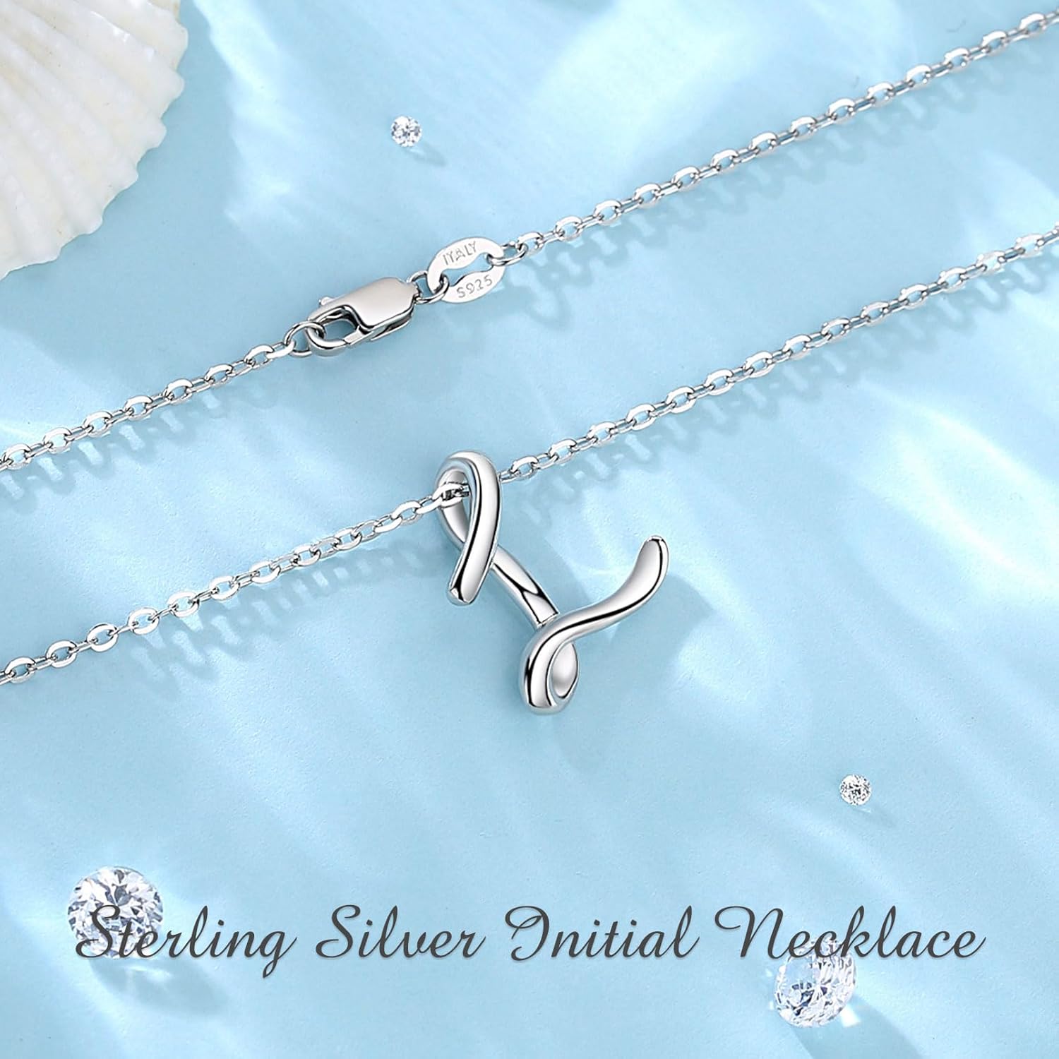 EUDORA Sterling Silver Initial Necklaces for Women, Classic 26 Letter Neckless Gifts for Girls, Sister, Mother Daughter, 18 inch Chain