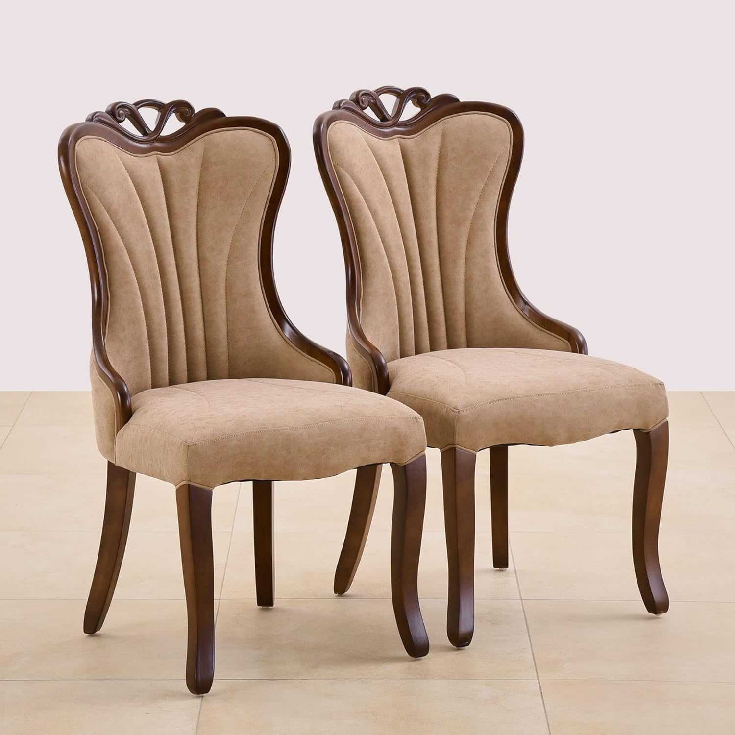 Home Centre Empire Set of 2 Faux Leather Dining Chairs Beige Amazon