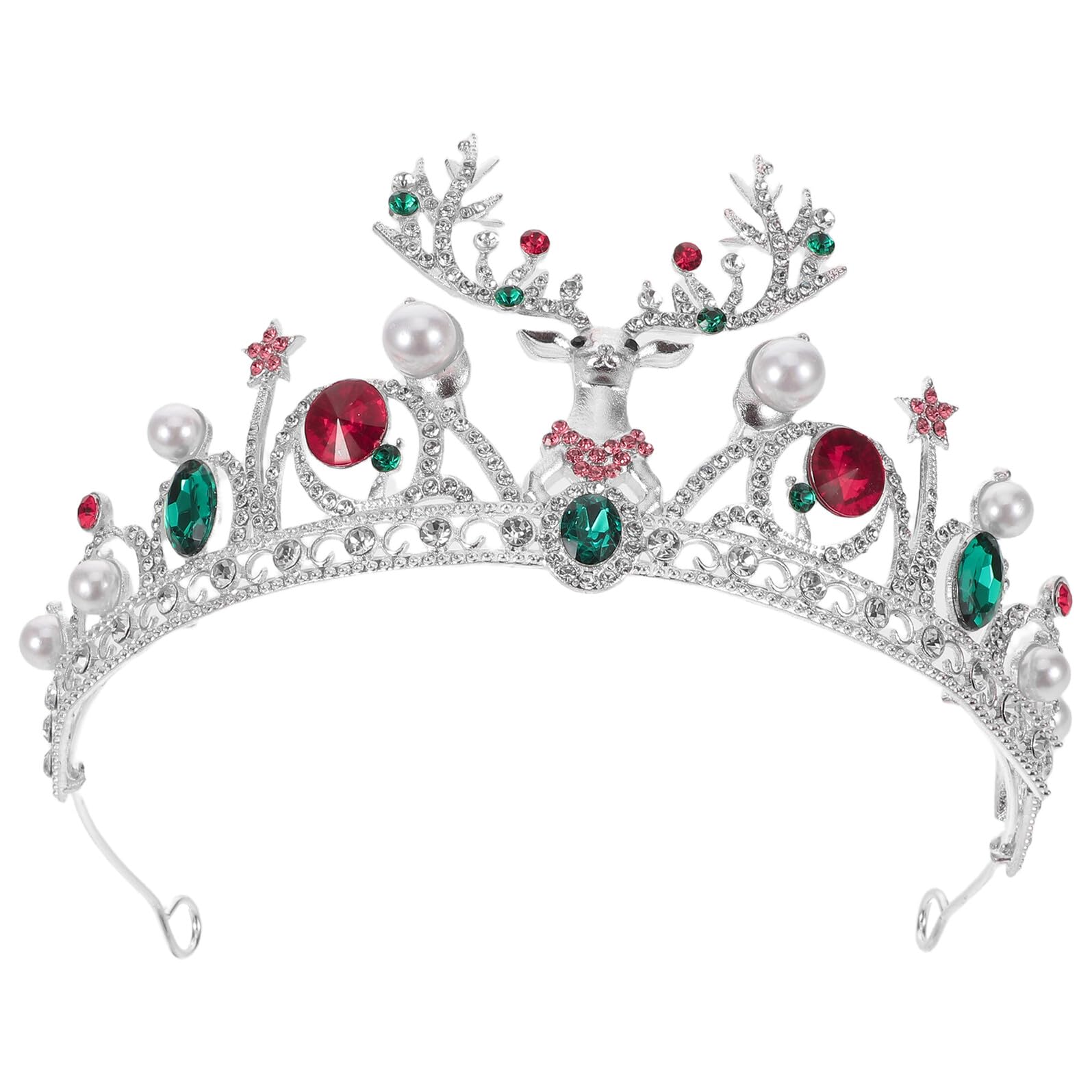 Tocado de Navidad PRETYZOOM con gemas y perlas de reno para celebraciones de invierno y año nuevo 8