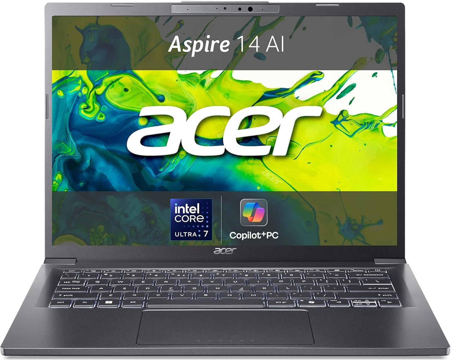 Aspire 14 AI Laptop | Display 14” WUXGA OLED | Intel Core Ultra 7-256V | 16 GB RAM | 512 GB SSD | Copilot+ PC | Windows 11 | QWERTY | PC Portatile IA, 14" - Notebook