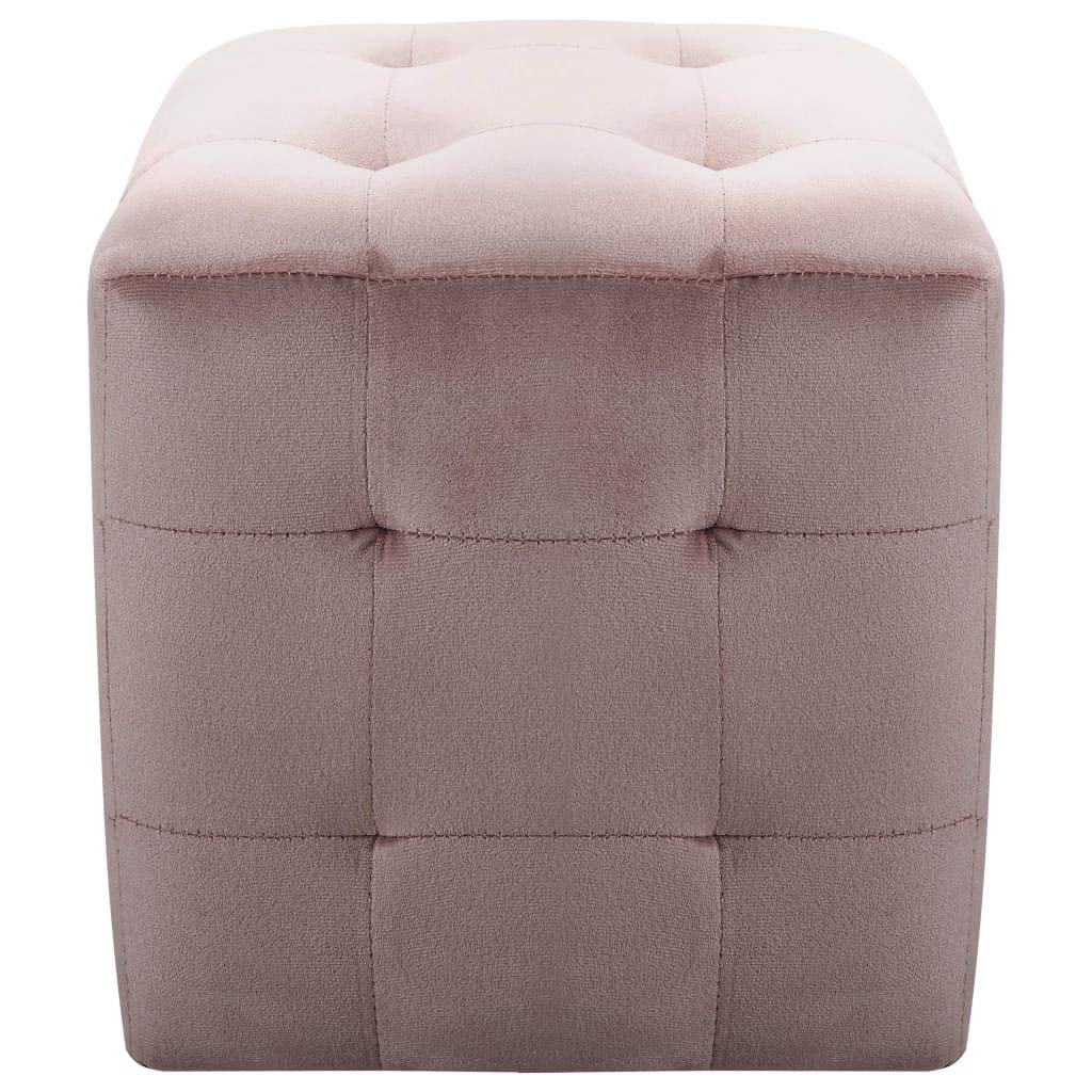 Pufa 2 szt. różowa 30 x 30 x 30 cm aksamitna tkanina, taboret, otomana, podnóżek, poduszka do siedzenia, siedzisko do salonu, sypialni i korytarza