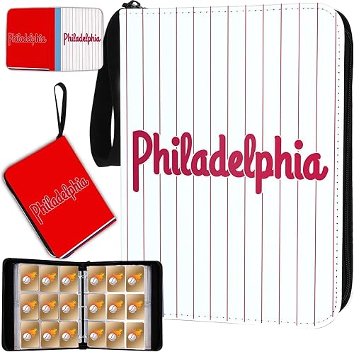 Carpeta de Tarjetas de Béisbol con Fundas de 900 Bolsillos, Portador de Tarjetas Coleccionables de Béisbol de Filadelfia, Álbum Coleccionista de