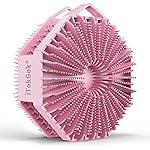 iTokGoK Premium Silver-Infused Double-Sided Design 2-in-1 Silicone Body Scrubber for Women,Body Buffer Scrubber for Sensitive Skin, Ergonomic No-Slip Handle, Long-Lasting & Easy to Clean - Pink