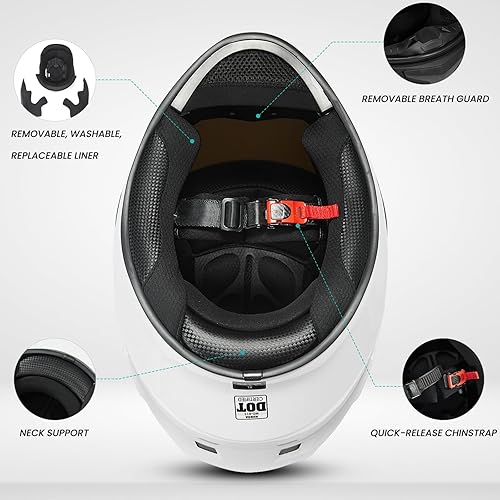 Miniatura 5 de Cascos integrales de motocicleta para adultos, hombres y mujeres DOT con visera tintada, modelo MD-813 para bicicleta de calle y carreras