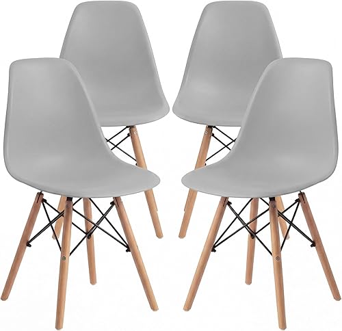 Vista 9 de Furmax Silla de comedor de estilo moderno, silla DSW moderna de mediados de siglo, silla de plástico Shell Lounge para cocina, comedor, dormitorio