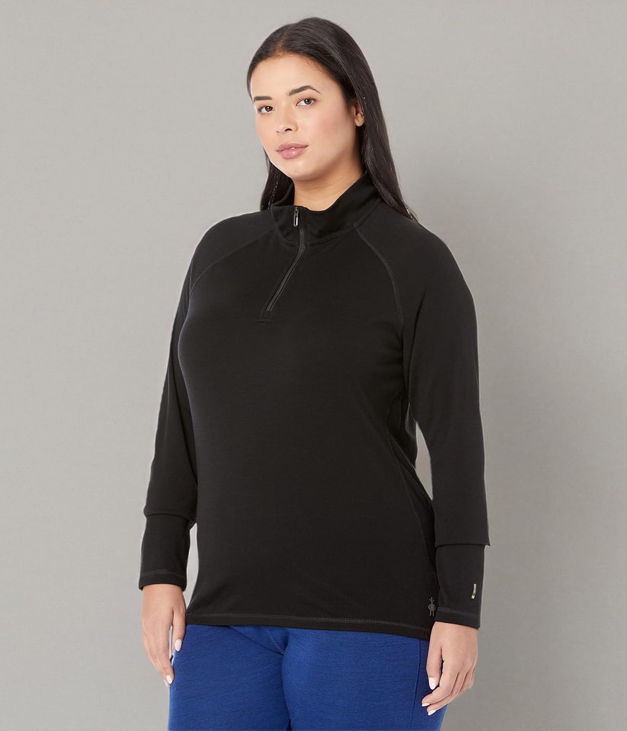 Smartwool Women's Plus Size Classic Thermal Merino Wool Base Layer — Quarter Zip (Slim Fit), Black, 1X - Image 9