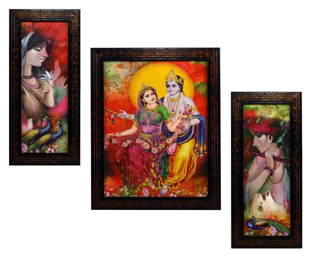 Indianara 3 PC Set of Radha Krishna Flute Paintings (1085) Without Glass 5.2 X 12.5, 9.5 X 12.5, 5.2 X 12.5 INCH (B07B476BT4) Amazon Price History, Amazon Price Tracker