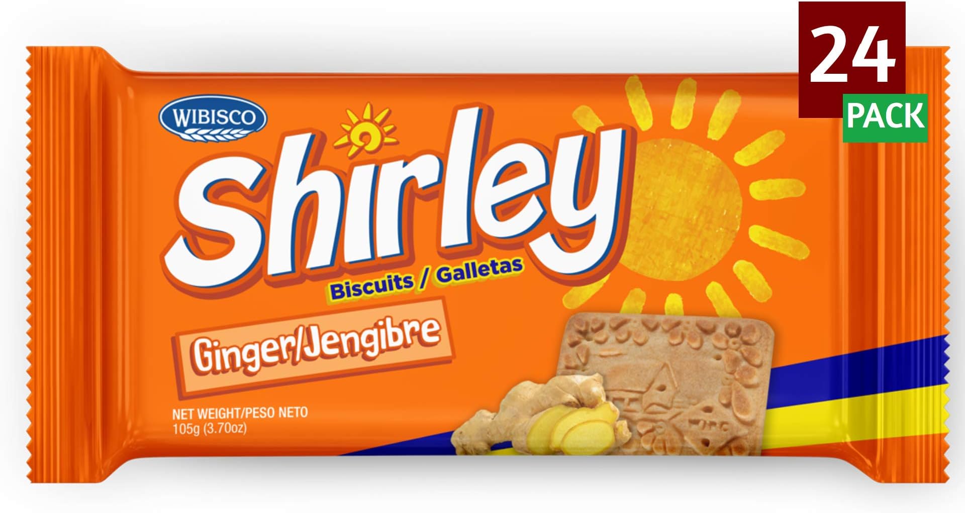 Wibisco Shirley Biscuits, Ginger, 3.7 (Pack of 24)