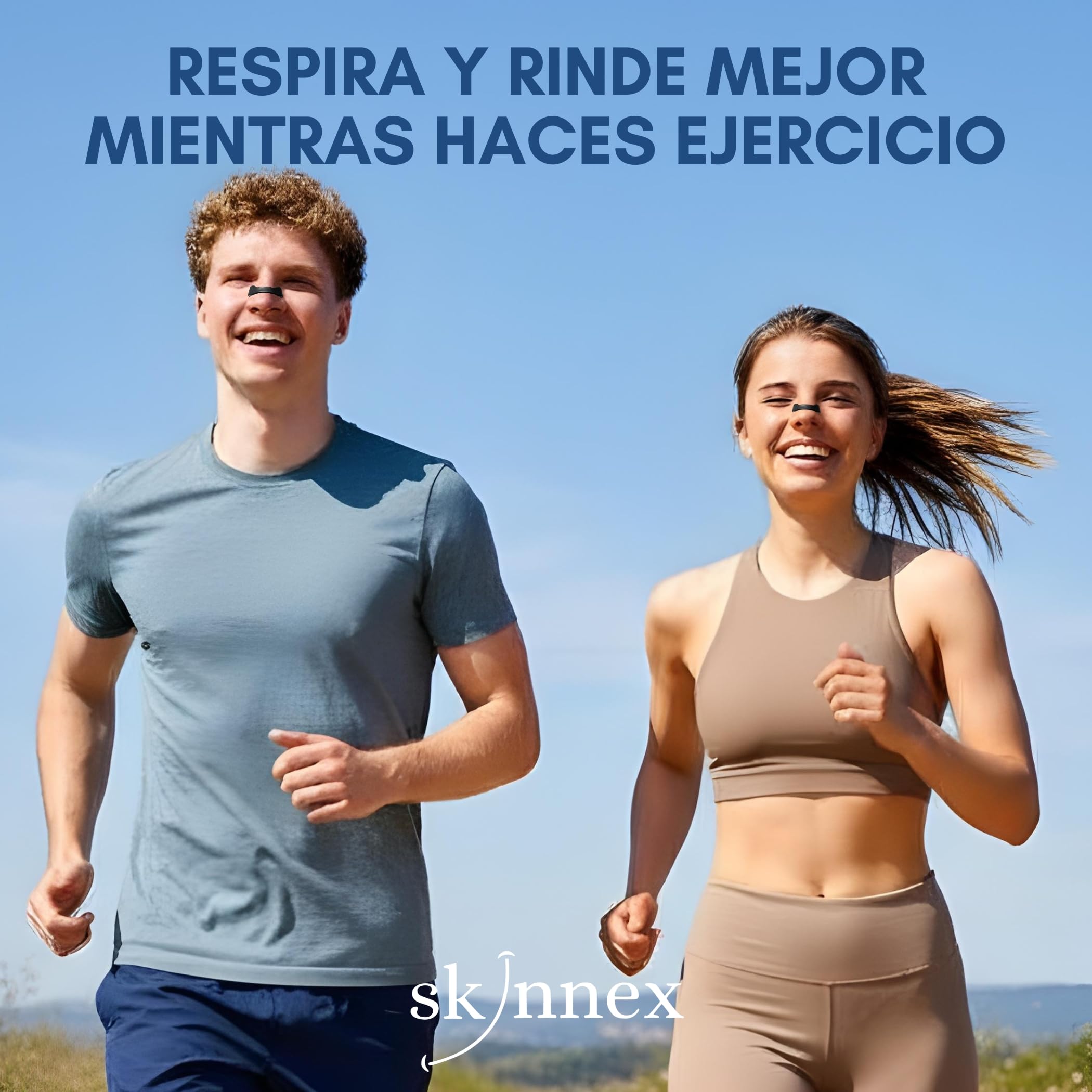 Tiras nasales magnéticas dormir - SKINNEX - respirador nasal magnético reutilizable con bandas magnéticas respiratorias para deporte running descanso flujo aire - 4 bandas + 70 parches + Aplicador
