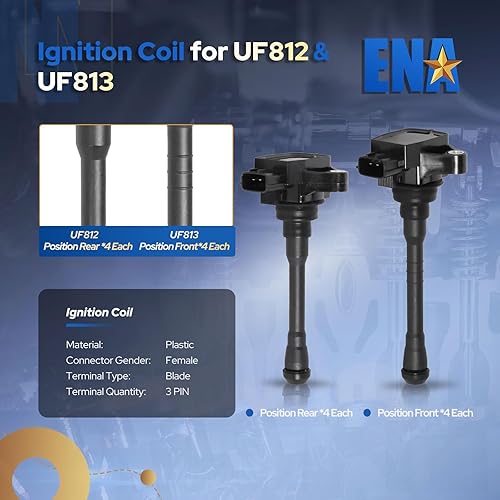 Miniatura 2 de ENA Juego de 8 bobinas de encendido delanteras y traseras 5.6 V8 compatibles con Nissan NV2500 NV3500 TITAN XD 2016 2017 2018 2019 2020 Reemplazo