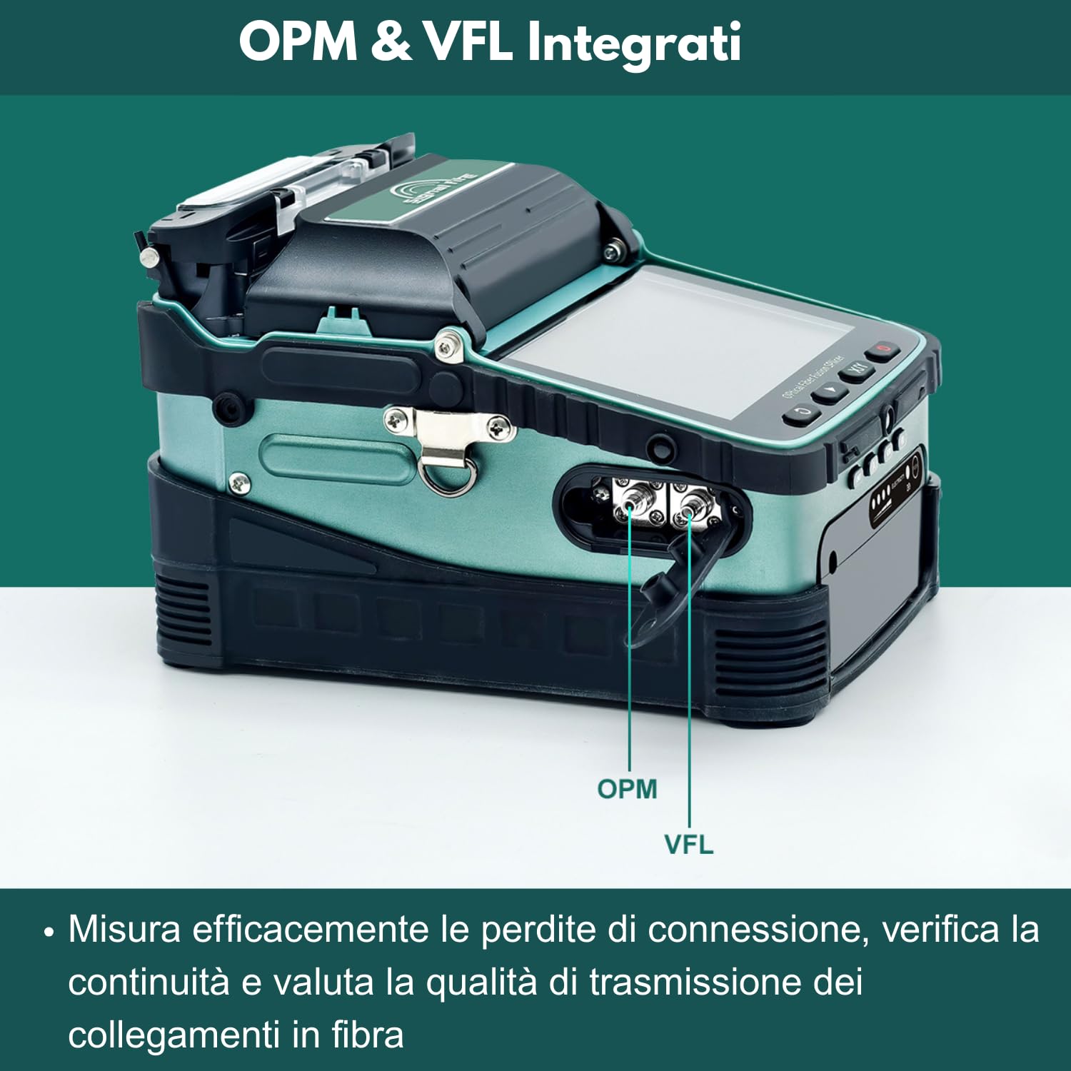 Nuovo Modello AI-6A+ Saldatrice per Fibra Ottica con OPM e VFL Integrati, Kit Giuntatrice Fibra Ottica Automatica a Allineamento del Nucleo con 6 Motori, 8s Fusione 18s Riscaldamento