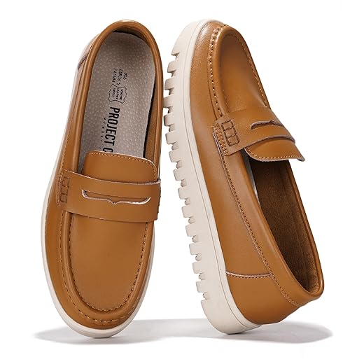 Project Cloud 100% Genuine Leather Loafers for Women – Memory Foam Insoles Slip On Shoes for Women – Lightweight Womens Shoes – Non Slip Womens Loafers (Filide1)