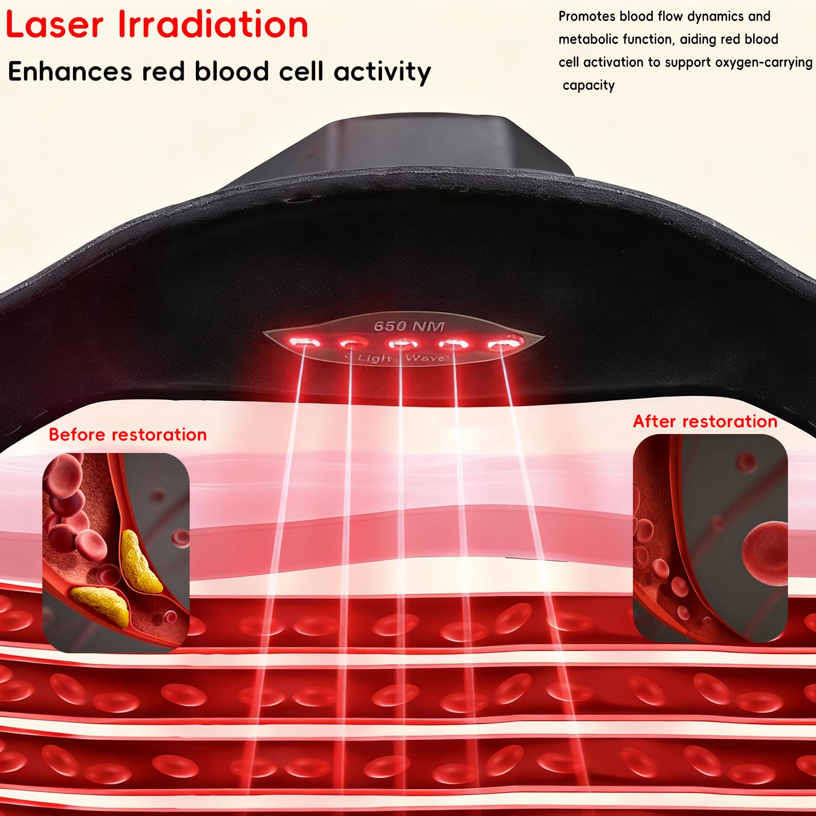 Terapia de luz roja para muñeca de mano, pulsera de luz visible de 650 nm con ajuste de 4 niveles, diseño portátil para padres mayores para aliviar la tensión muscular y el cuidado de las manos, uso