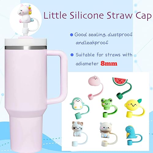 Miniatura 2 de 9 fundas para pajitas de silicona a prueba de polvo, tapa de silicona suave con forma linda para pajitas de 0.315 in, a prueba de polvo, tapas de