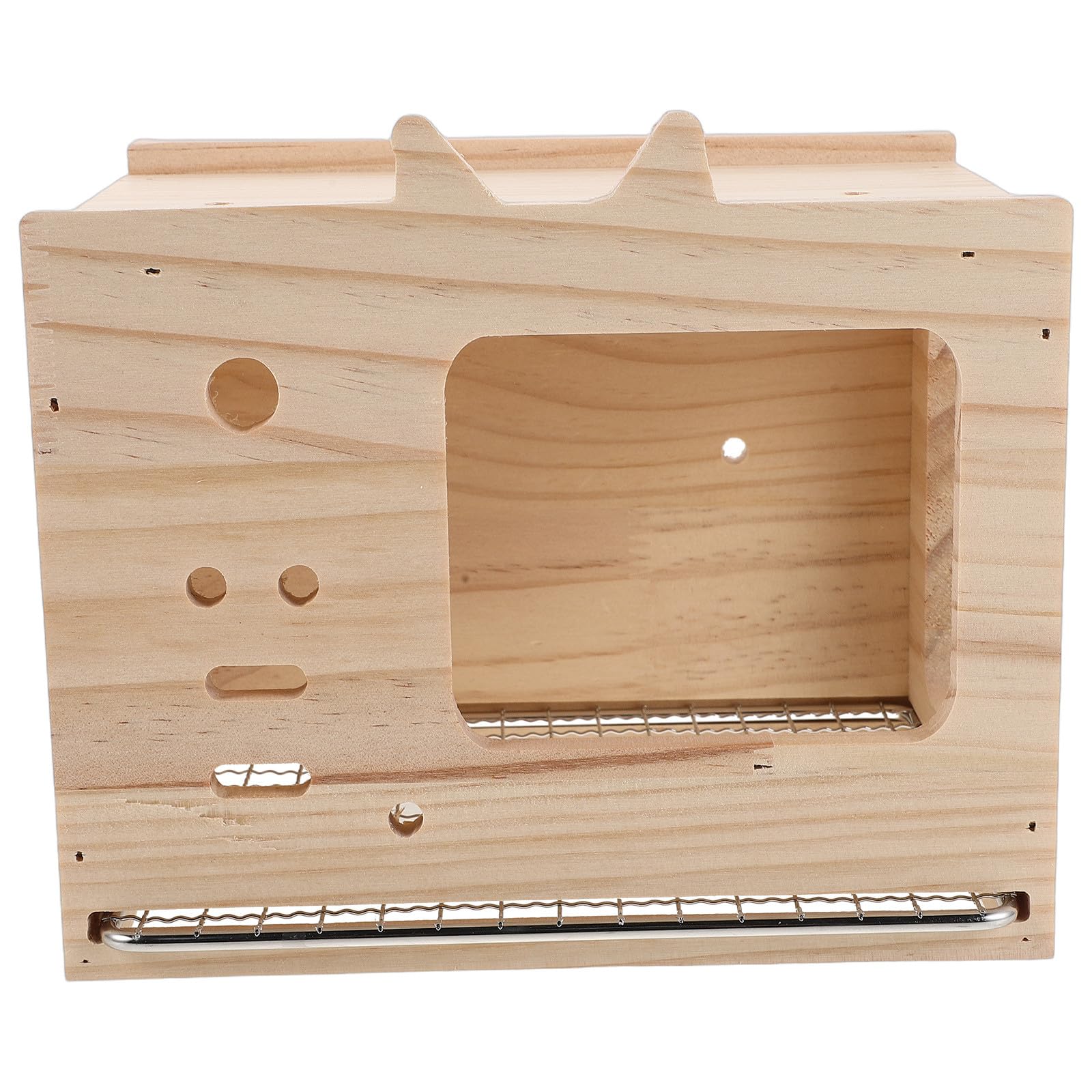 Nido de Pájaro para Periquito de Jaula de Madera con Base Extraíble | Ventilación Interior, Protección Año, Uso en Jaulas de Aves, Formato Compacto y Elegante