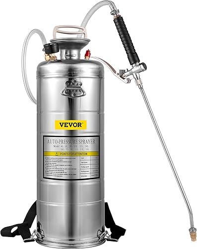 Miniatura 41 de Happybuy Pulverizador de bomba de acero inoxidable de 1 galón, varita de 12 pulgadas y manguera reforzada de 3 pies, medidor de presión, válvula