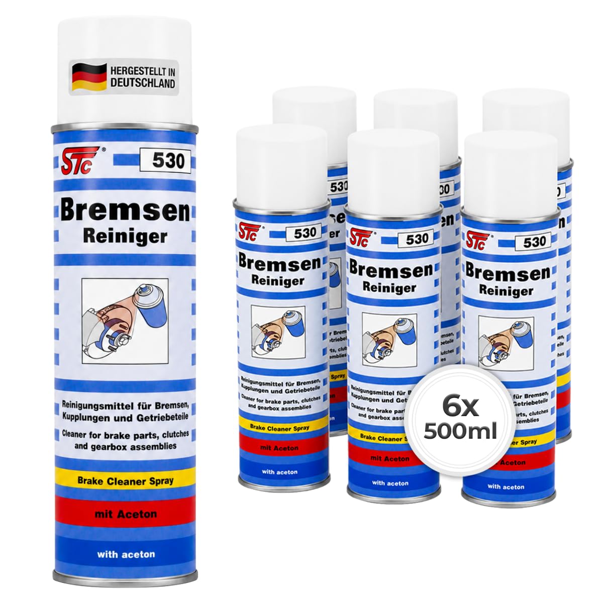 STC Bremsenreiniger Spray mit Aceton – 6 x 500ml
