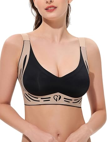 Bras for Women No Underwire, Womens Push Up Bras Wireless, Comfortable Bra Supportive Bralettes Plunge Seamless Bra