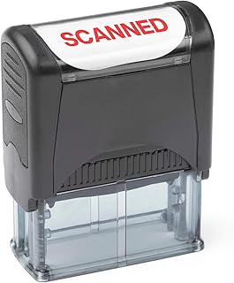 Self Inking Rubber Stamp, Refillable Red Ink Preinstalled - (9/16" x 1-1/2") (Scanned)