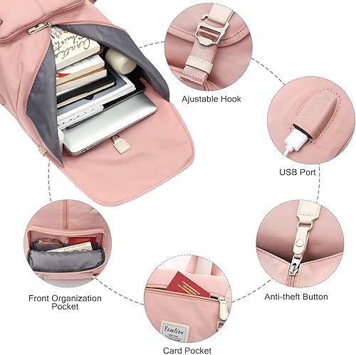 Miniatura 3 de YAMTION Mochila escolar para mujeres adolescentes y niñas, bolsa de libros para estudiantes universitarios para laptop de 17 pulgadas, bolsas de