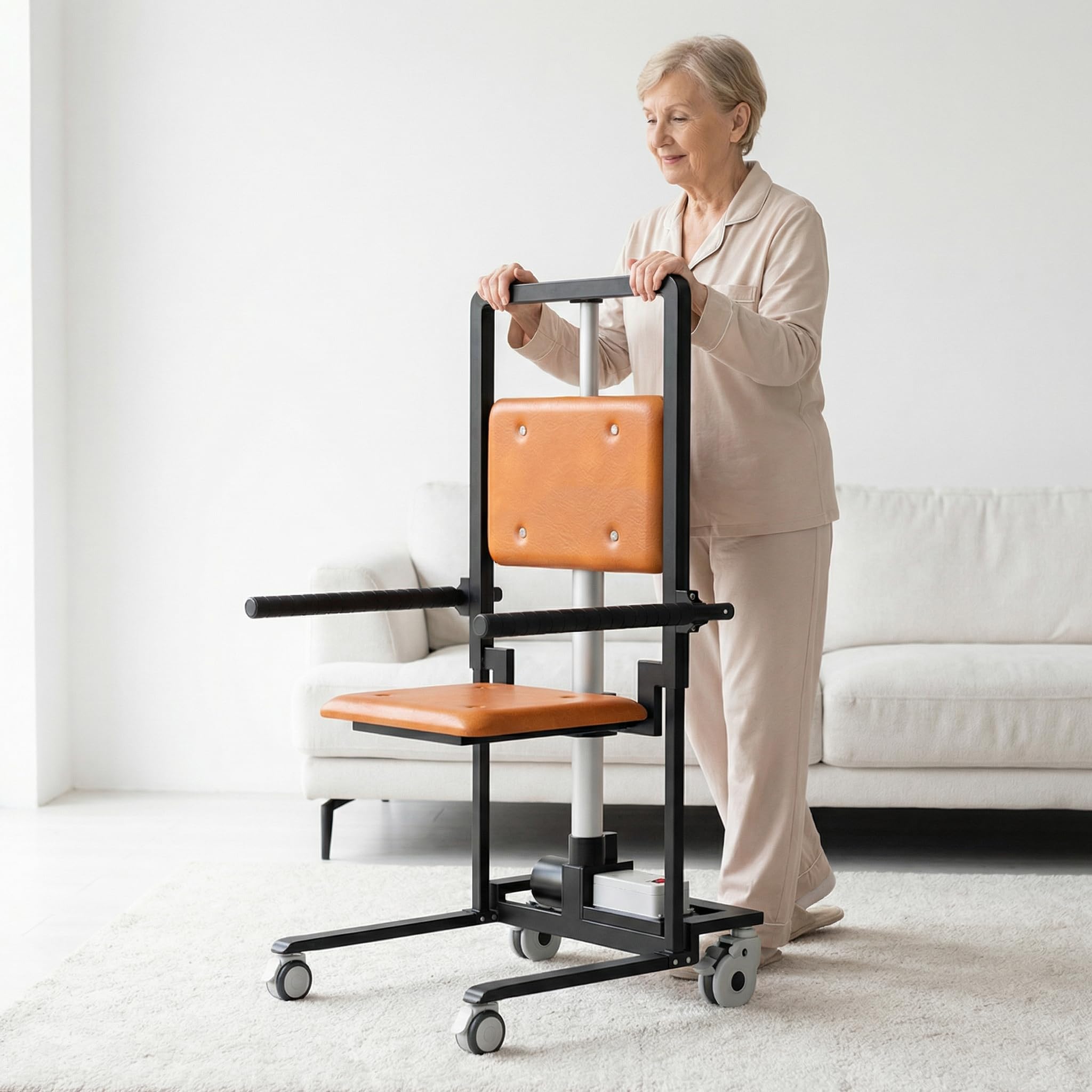 Electric Floor Lift with 4 Wheels for Elderly,Indoor Outdoor Chair Lift Device to Lift Elderly from Floor,Support Up to 450 LBS 2