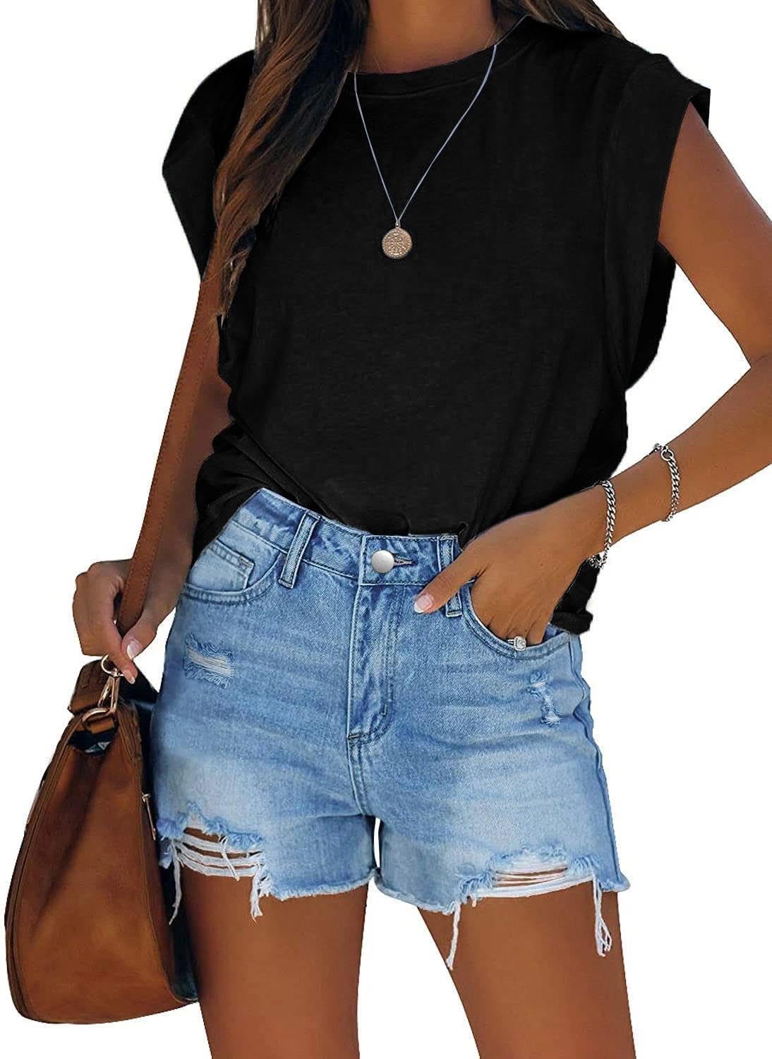 DGRPI Womens Jean Shorts Stretchy High Waisted Ripped Denim Distressed Trendy Shorts with Pockets - Image 4