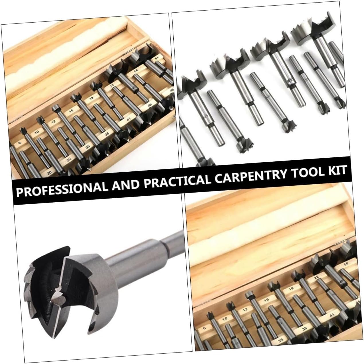 jojofuny 16pcs Box Hole Opener Woodworking Drill Bit Set Plug Cutters for Woodworking