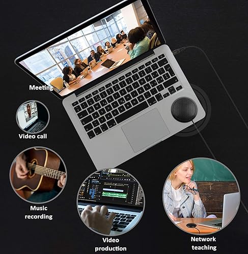Miniatura 7 de Micrófono de conferencia de 0.138 in para computadora de escritorio y portátil, micrófono de condensador omnidireccional de 360 para reuniones en