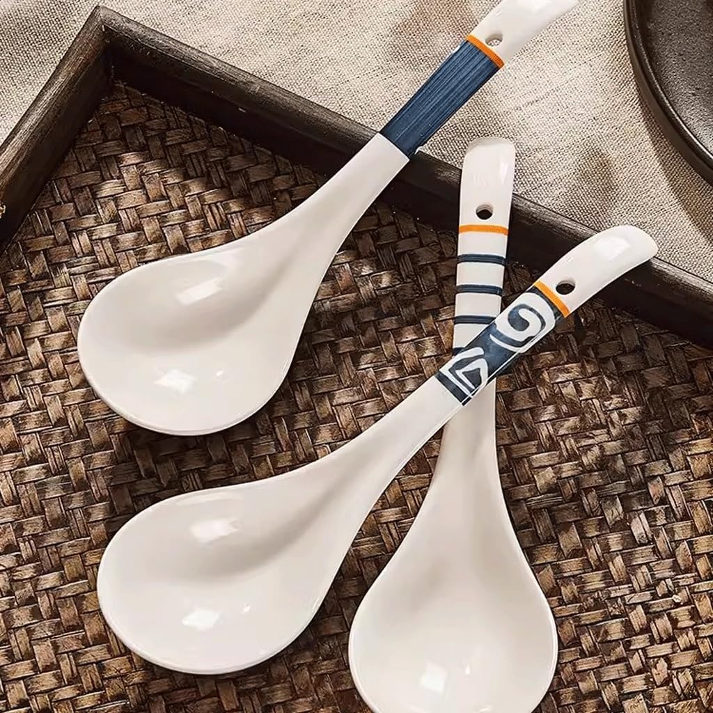 Spoons,soup spoons,Spoons for Cooking Kitchen Table Spoon Ceramic Large Spoon Household Anti-scalding Long Handle Spoon Kitchen Round Large Spoon Tableware Dinner Spoon Teaspoons