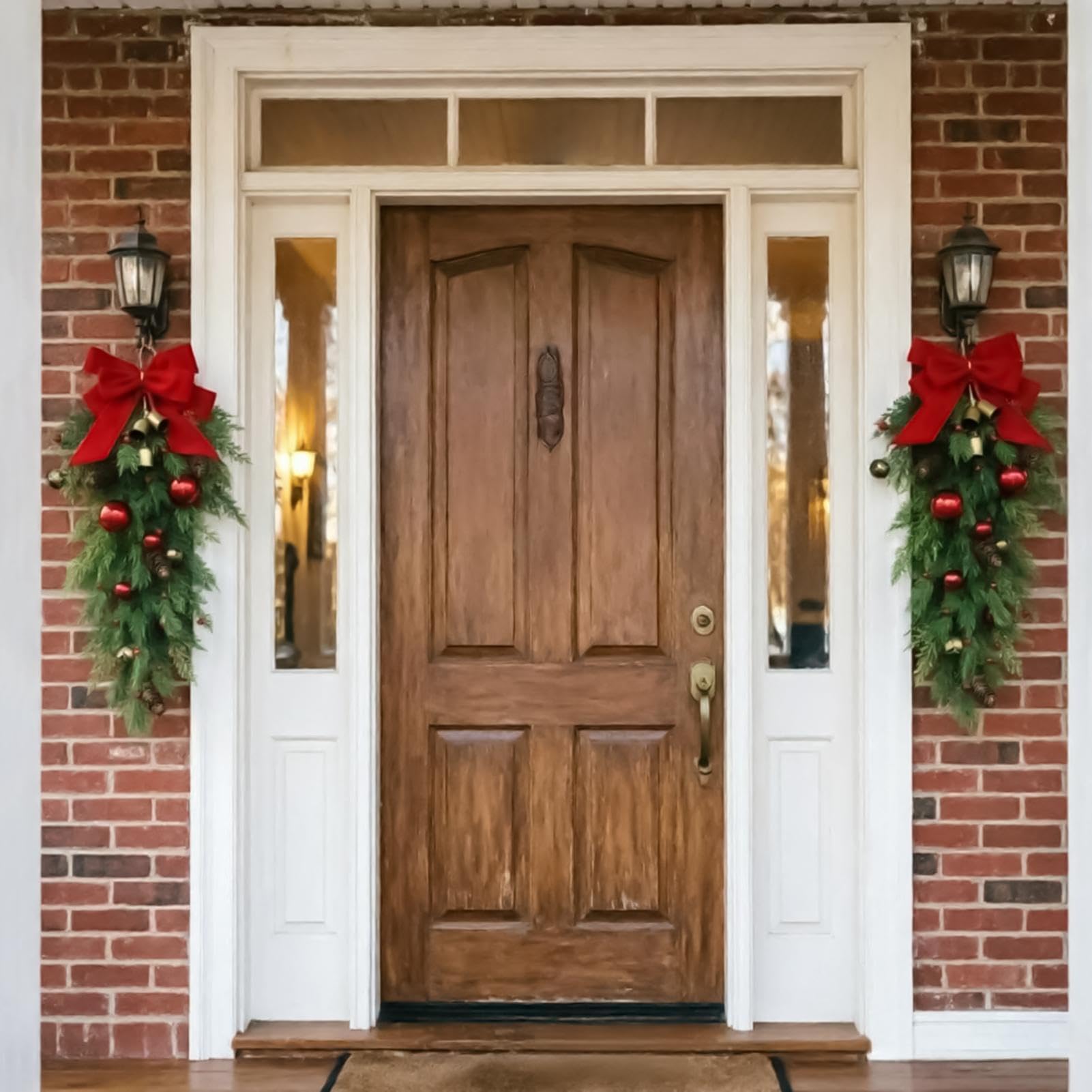 Corone di Natale per porta d'ingresso decorazione artificiale capovolta 70