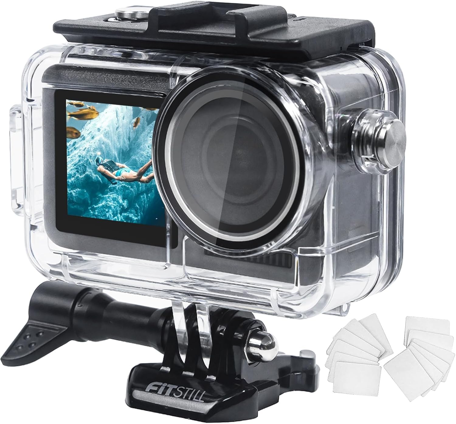 ZORBES® Waterproof Case for DJI Action 5PRO/4/3 with Anti-Fog Underwater Housing Shell Cage Supports 50M/164FT Deep Diving Scuba Snorkeling Swimming with Quick Release Screw, Camera Accessories-image-36
