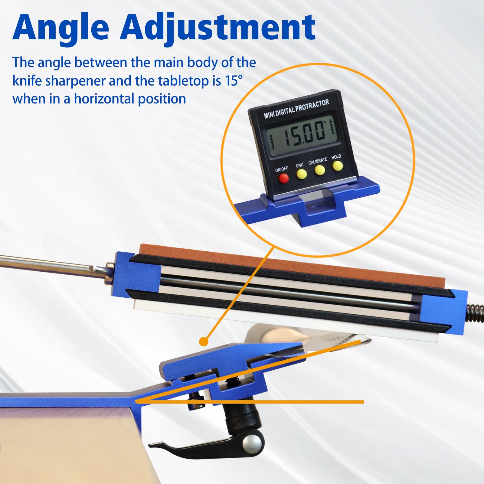 Outil professionnel d'affûtage de couteaux 360 Flip, kit d'outils d'affûtage de couteaux de cuisine à angle fixe avec design Quick Clamp, kit d'outils de polissage de précision polyvalent avec 6 pierr